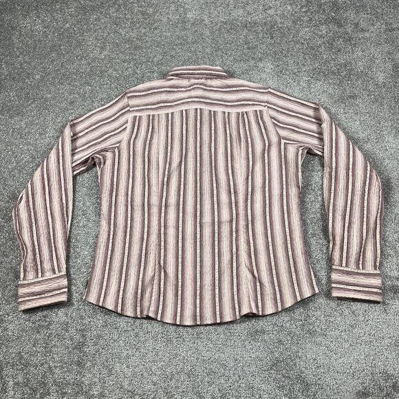 North Face Button Up Shirt Womens Large Seersucker Mesh Hiking Fishing Stripe - Picture 7 of 12